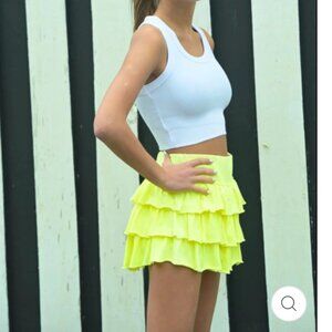 KatieJ NYC Shane Ruffle Skort - Yellow - Size Medium